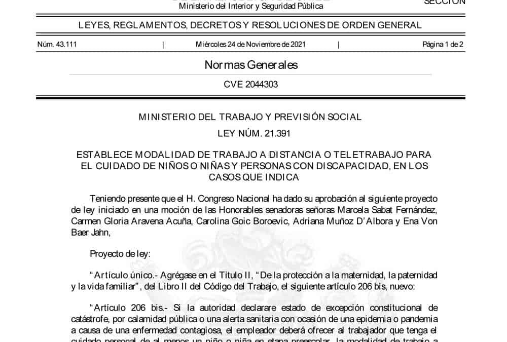 Captura de diario oficial de Chile