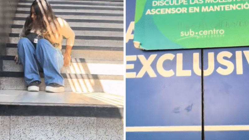 Joven con movilidad reducida denuncia que debió arrastrarse por las escaleras para poder bajar al metro