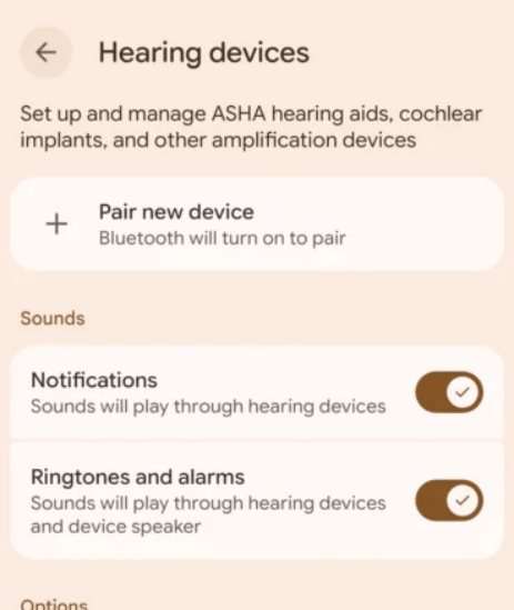 Menú audifonos Android canery