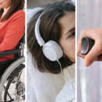 Fotografía dividida en tres mujeres con discapacidad: en silla de ruedas, autista y con bastón