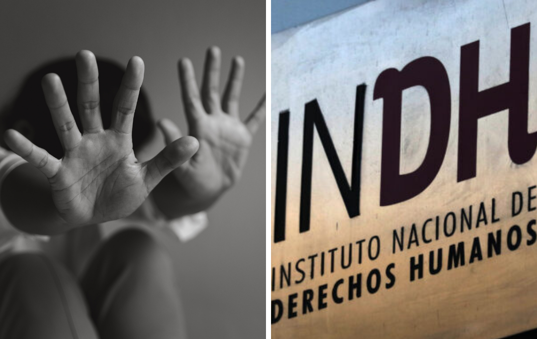 Imagen de personas mostrando las manos y otra del logo de INDH