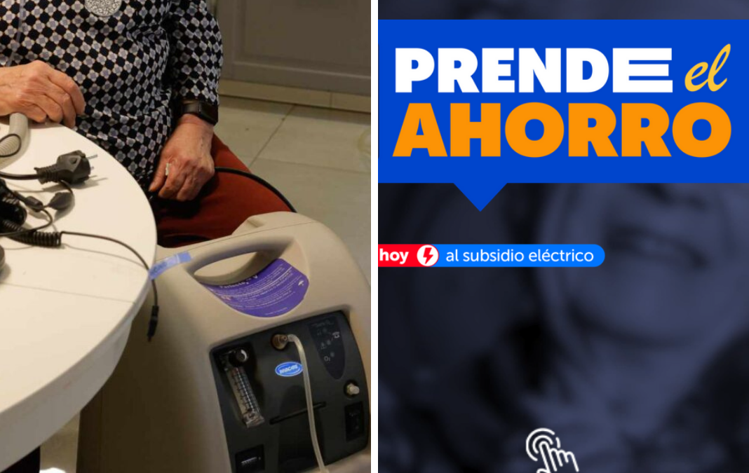 Persona electrodependiente y una gráfica de llamado al subsidio eléctrico