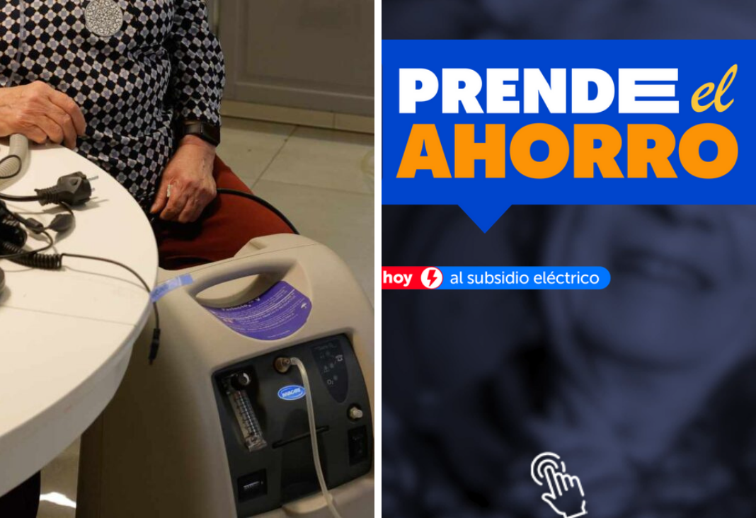 Persona electrodependiente y una gráfica de llamado al subsidio eléctrico