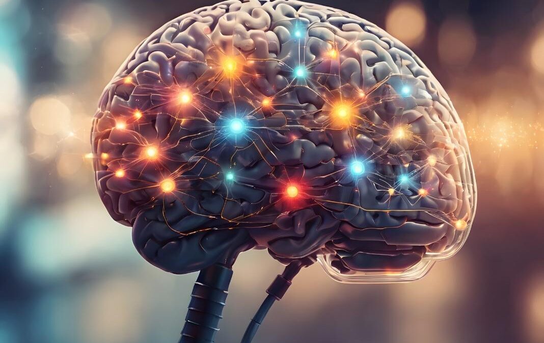 Cerebro con muchas luces de colores