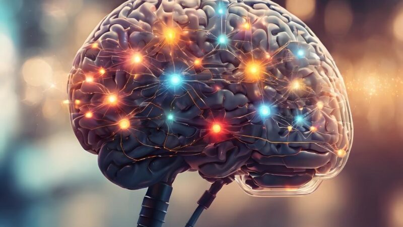 Cerebro con muchas luces de colores