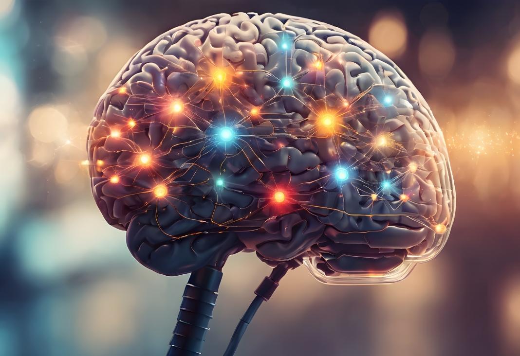 Cerebro con muchas luces de colores