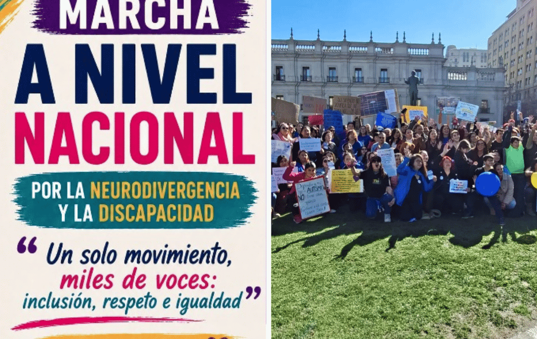 afiche marcha neurodivergencia | varias personas fuera de la moneda