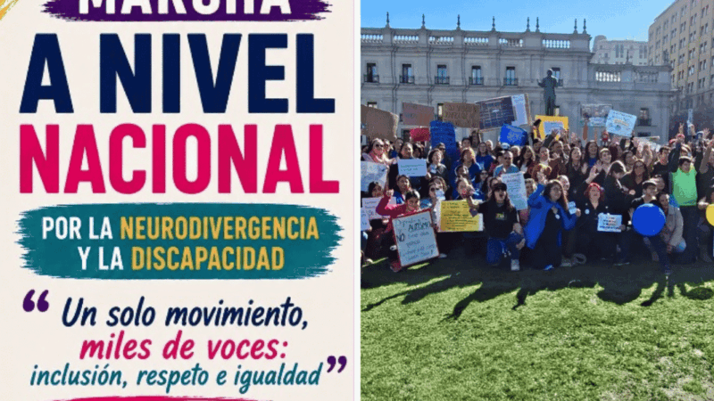 afiche marcha neurodivergencia | varias personas fuera de la moneda