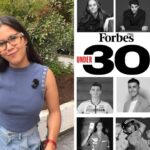 Joven con discapacidad física sonriendo a la cámara y portada revista Forbes Chile
