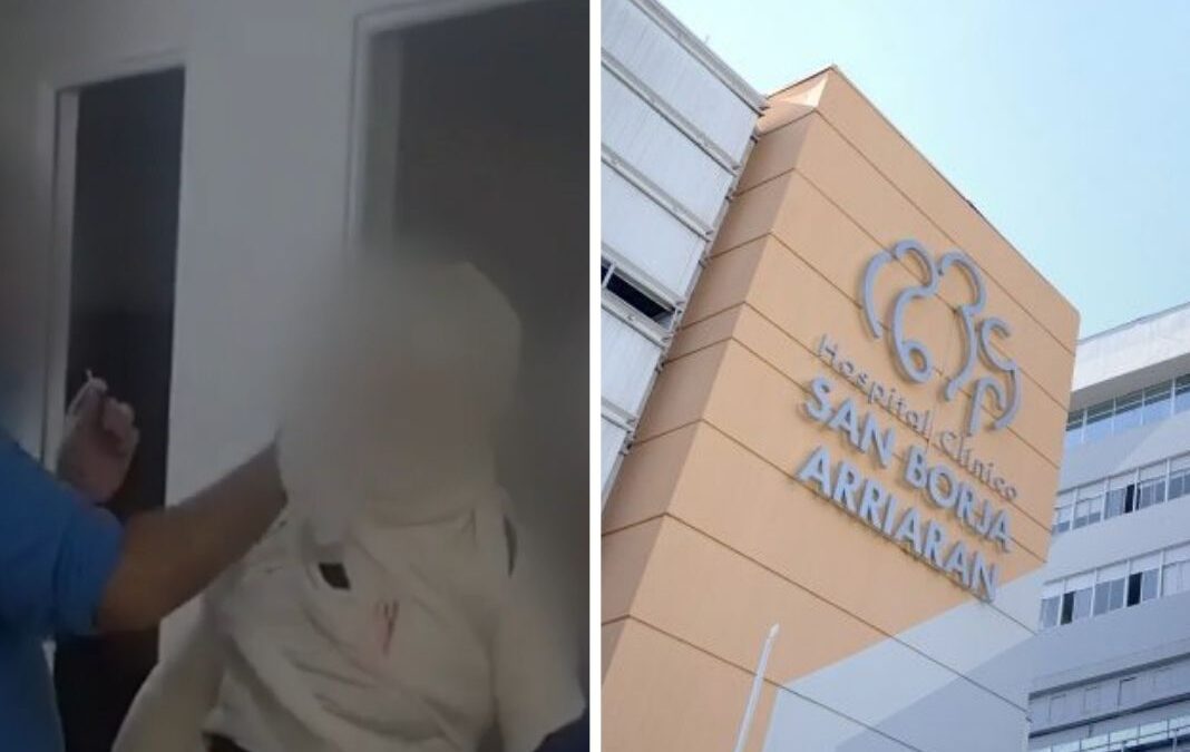 Hombre siento maltratado, fachada hospital san borja