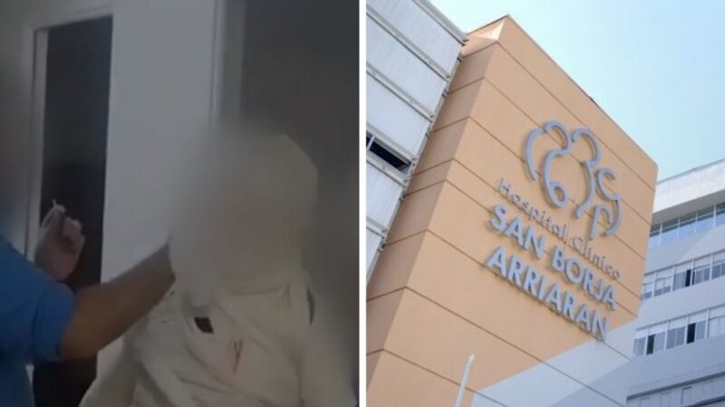 Hombre siento maltratado, fachada hospital san borja