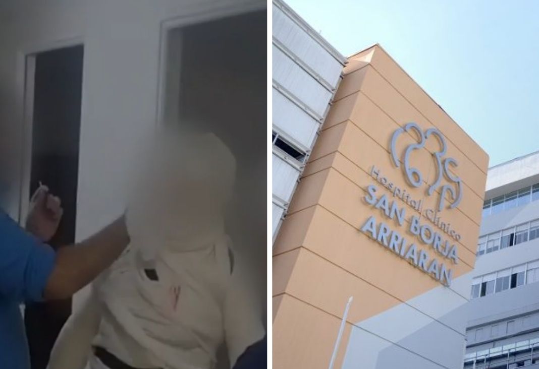 Hombre siento maltratado, fachada hospital san borja
