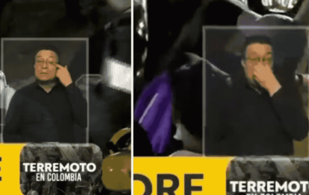 Intérprete Lengua de Señas secándose los ojos