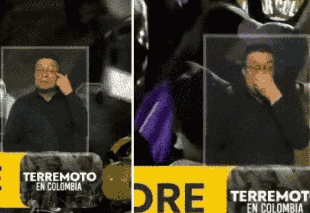 Intérprete Lengua de Señas secándose los ojos