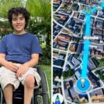 Joven en silla de ruedas y maps digital