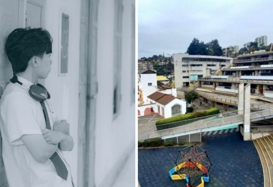 Estudiante de perfil y dependencias de The Mackay School