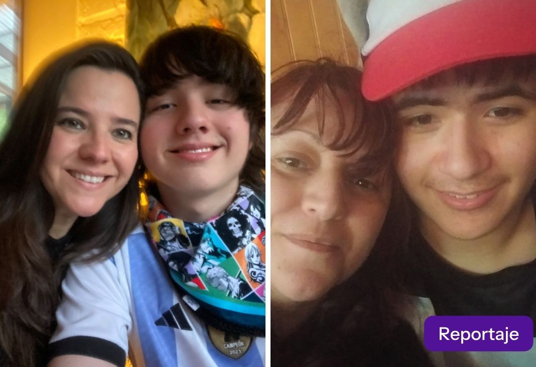 Dos mujeres cada una con su hijo respectivamente