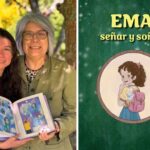 Dos mujeres mostrando un libro y portada del cómic "Ema señar y soñar"